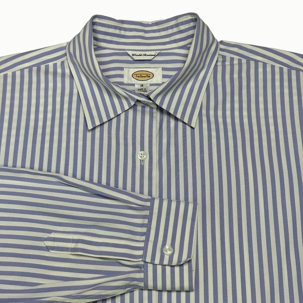 Talbots Striped Button Down Shirt in Blue and White